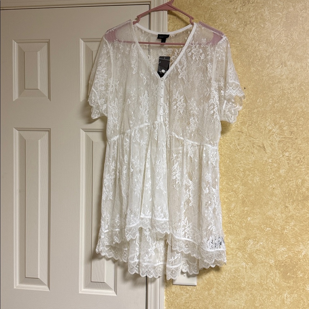 Torrid Cream Lace Babydoll Top